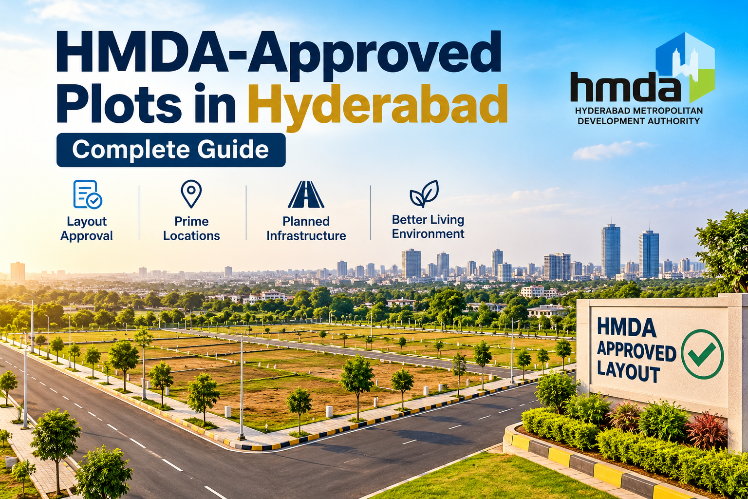 HMDA-approved plots in Hyderabad with planned roads and residential plots